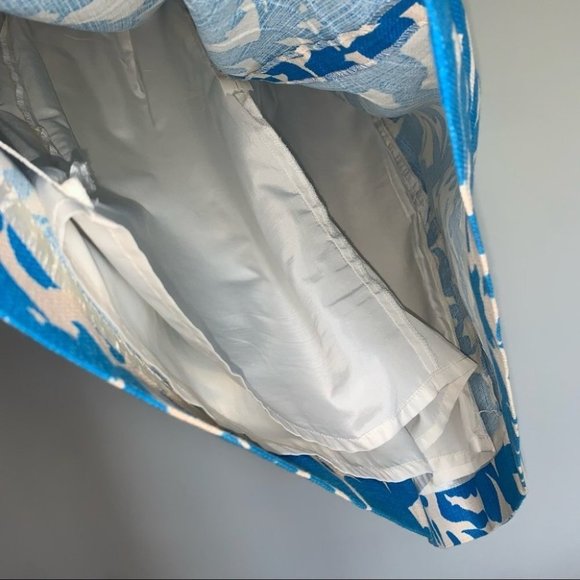 J. Crew Floral Printed Pleated Shift Dress Cotton Blue Beige Women’s Size 0 US - Picture 9 of 11